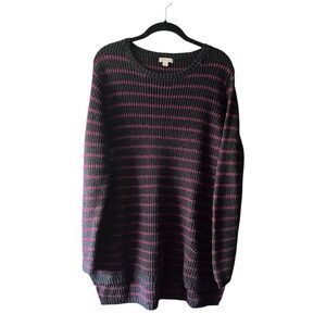 5/$25 Plus Size Navy and Pink Striped Crewneck Sweater